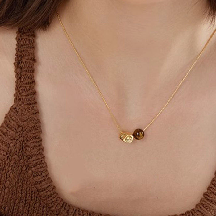 Wholesale Light luxury necklace versatile, minimalist, romantic, geometric, tiger eye stone, niche, high-end sense