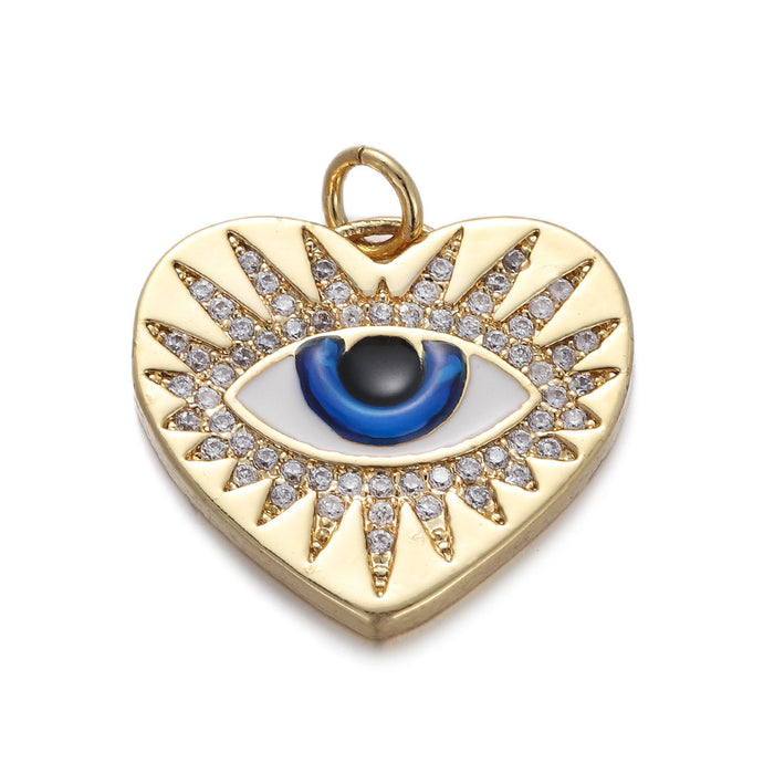 Wholesale Heart Shaped Evil Eye Earrings Necklace Diy Accessories JDC-PT-YJ007