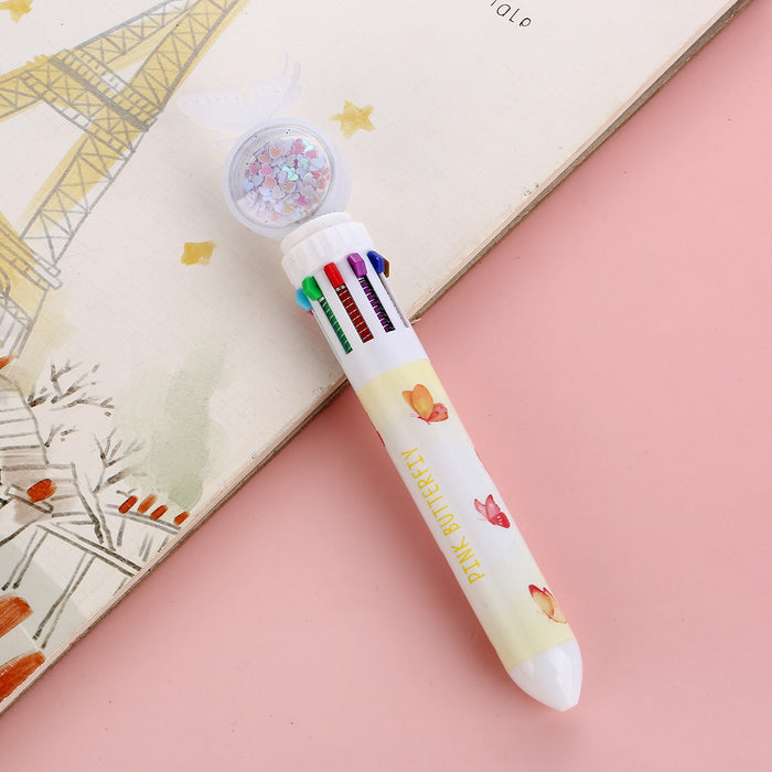 Wholesale Butterfly Sequin Ten-Color Ballpoint Pen