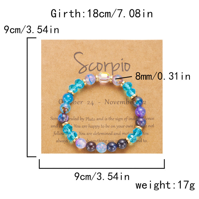 Wholesale twelve constellation bracelet imitation natural stone beaded bracelet color stone constellation paper card bracelet