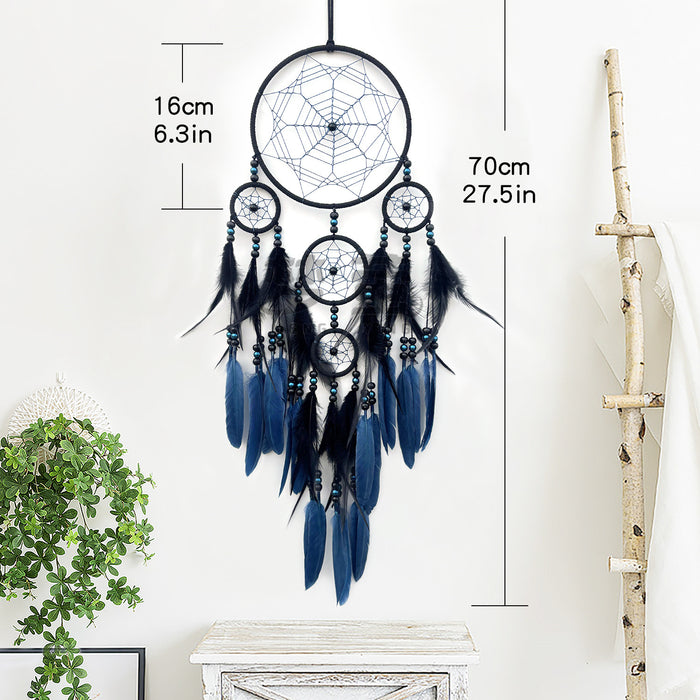 Wholesale Hand Knitted Feather Dreamcatcher Native American Style Bedroom Hanging Decor MOQ≥2