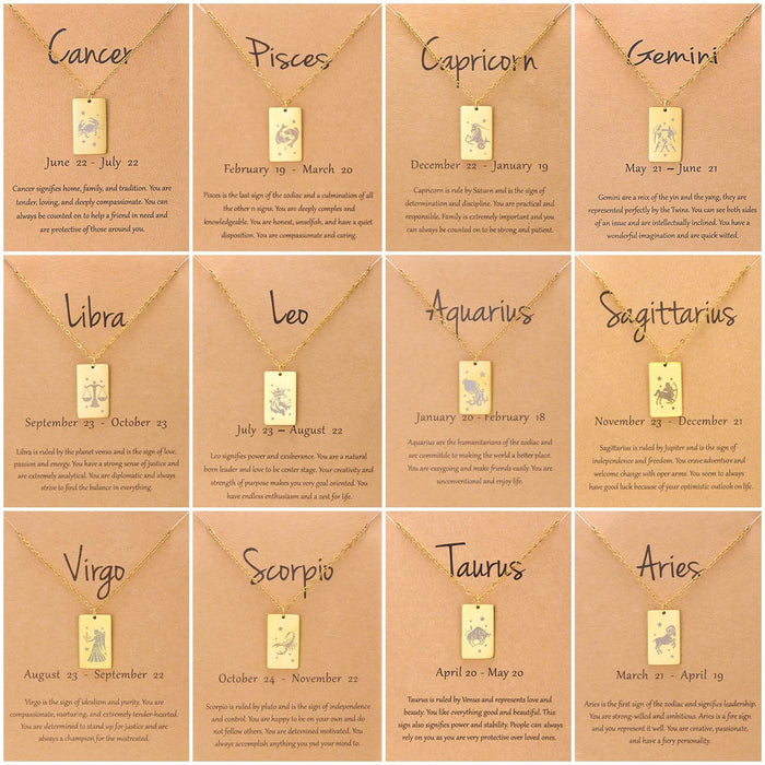 Wholesale Stainless steel constellation necklace square titanium steel non-fading clavicle necklace