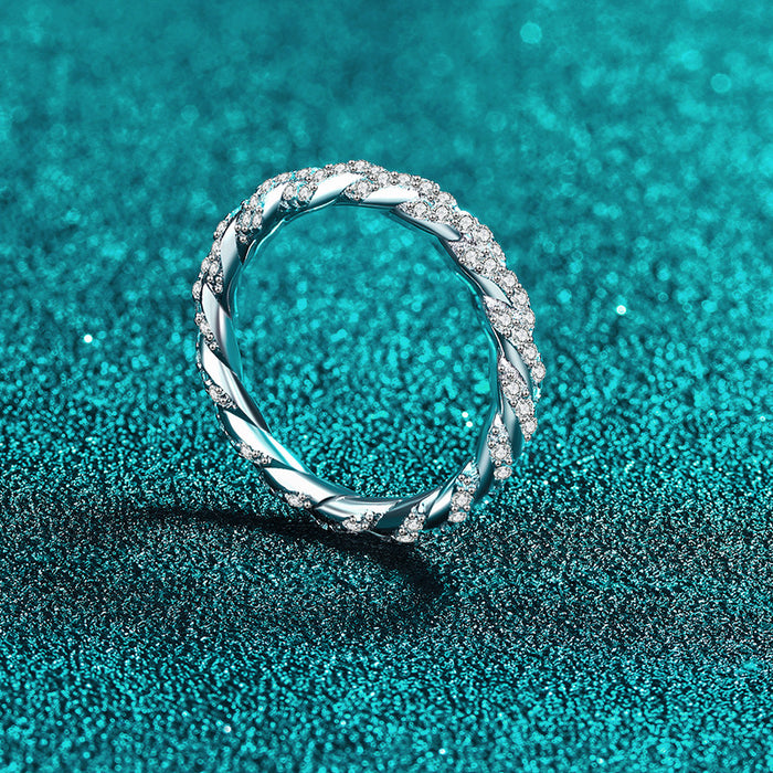 Wholesale Sterling Silver Full Ring for Women Diamond-Encrusted Small Twist Ring