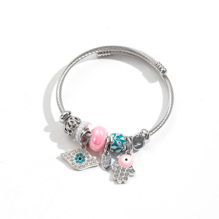 Wholesale Stainless Steel Evil Eye Pendant Bracelet