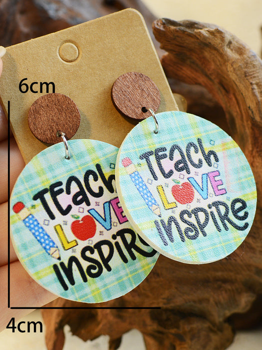 Wholesale Teachers Day Ruler Apple Teacher Leather Earrings JDC-ES-ChenC006