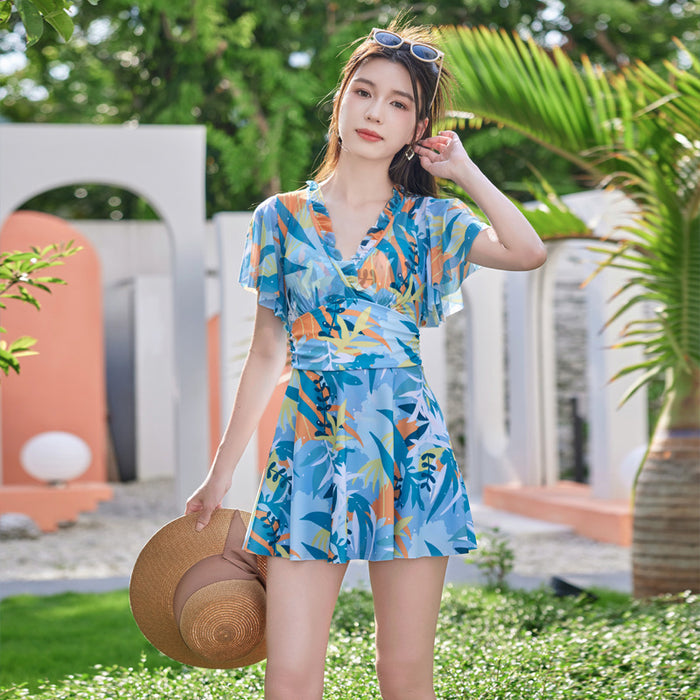 Wholesale Swimsuit one-piece flesh covering conservative hot spring swimming suit