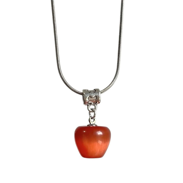 Wholesale Girly Heart Red Apple Design Necklace