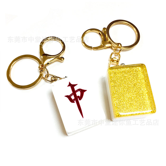 Wholesale Creative Mahjong Keychain Funny Small Accessories Simple Small Pendant Resin Accessories Pendant