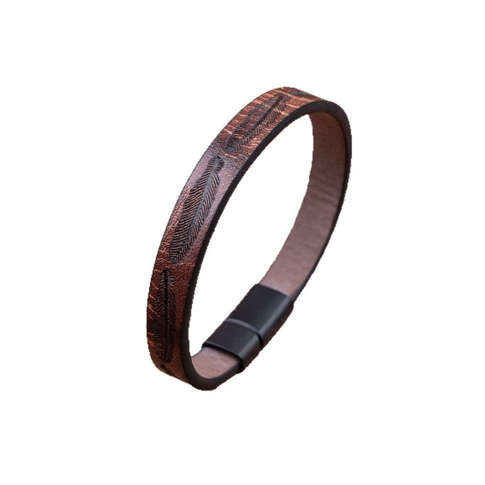 Wholesale Minimalist Feather PU Leather Bracelet Personalized Bracelet Magnetic Buckle Bracelet Jewelry Wholesale