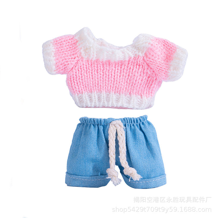 Wholesale Doll clothes Pendant Clothes Knitted Sweater with Jeans Replacement Shoe Keychain Vinyl Doll