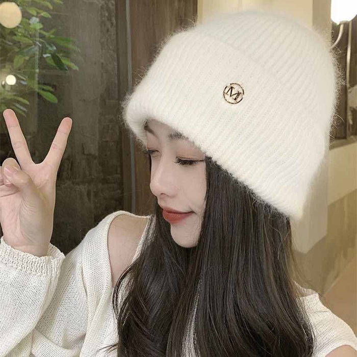 Wholesale Knitted Hat Women's Winter fleece-lined Thickened Warm All-match Knitted Hat Big Head Ear Protection Maternal Moon Hat