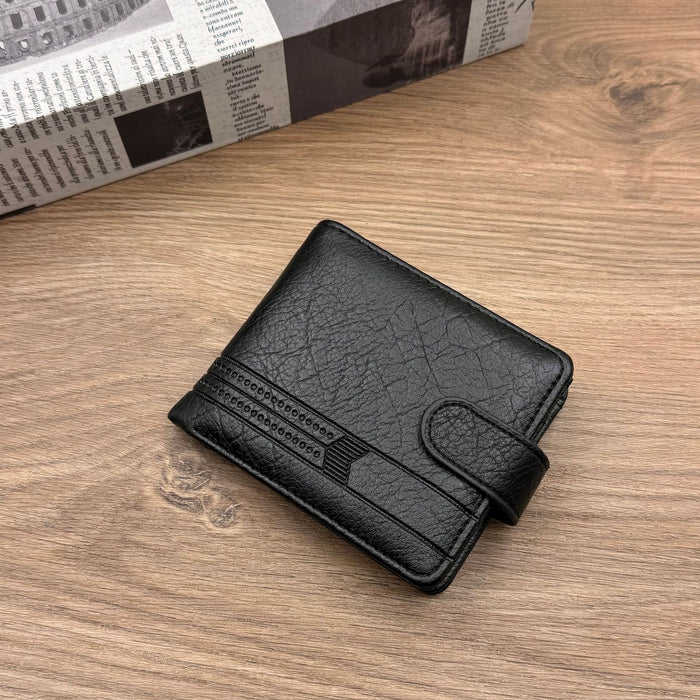 Wholesale Men' s PU Leather Wallet Solid Color Car ing Line Fashion Accessory MOQ≥2