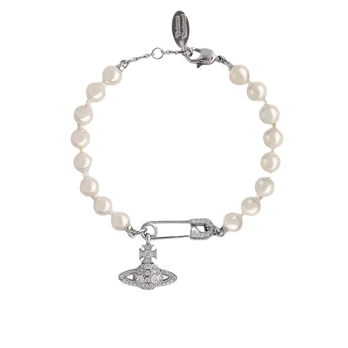 Wholesale  Full Diamond Pin Saturn Pearl Bracelet Women's  Pearl Bracelet