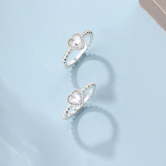 Wholesale Jewelry Simple Alloy Love Ring Set Fashionable and Versatile Diamond studded Water Diamond Ring