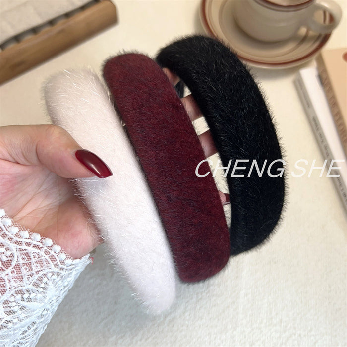 Wholesale Plush Sponge Hair Hoop New Style Temperament Pressed Hair Stamp