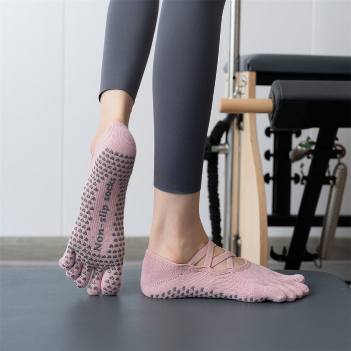Wholesale Fitness Pilates Yoga Socks Dispensing Non-Slip Sports Socks Short-Tube Cross-Strap Toe Socks
