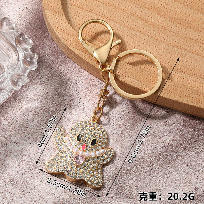 Wholesale Vintage Pumpkin Full Rhinestone Keychain Zinc Alloy Car Key Accessory