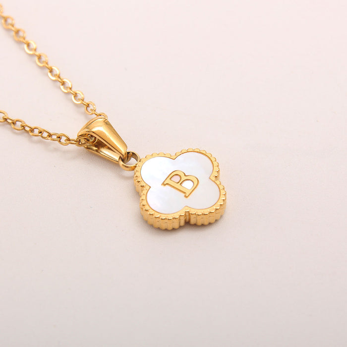 Wholesale gold-plated letter necklace women four-leaf letter pendant necklace jewelry