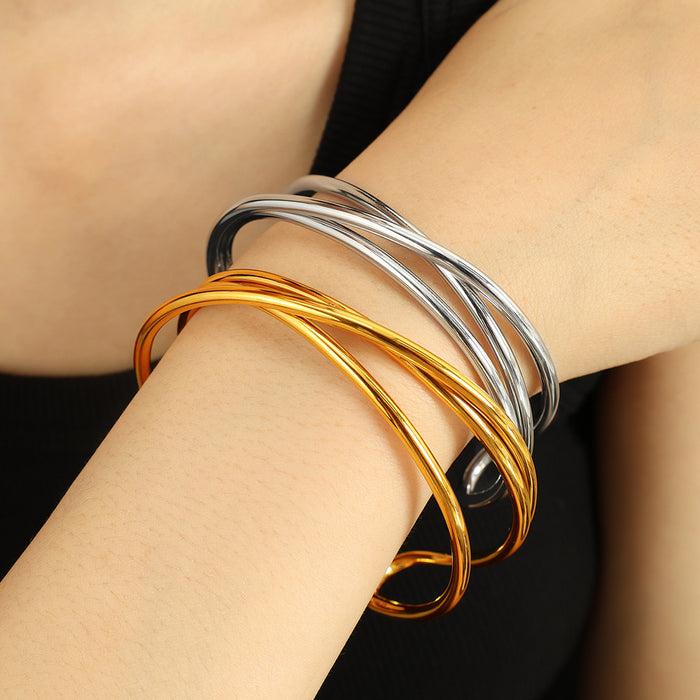 Wholesale Fashionable and versatile multi-layer bracelet with simple opening titanium steel cross bracelet accessories