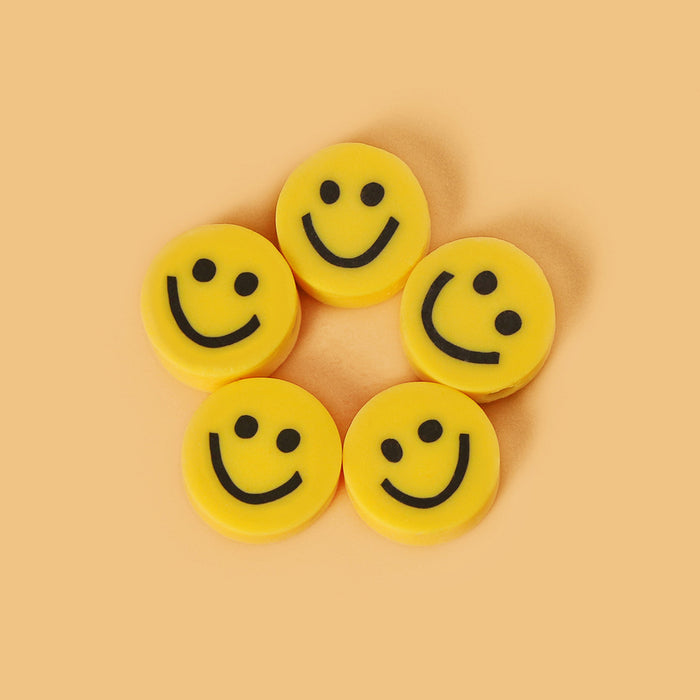 Wholesale 100PCS Polymer Clay Yellow Smiley Face Loose Beads JDC-BDS-LiuXia012