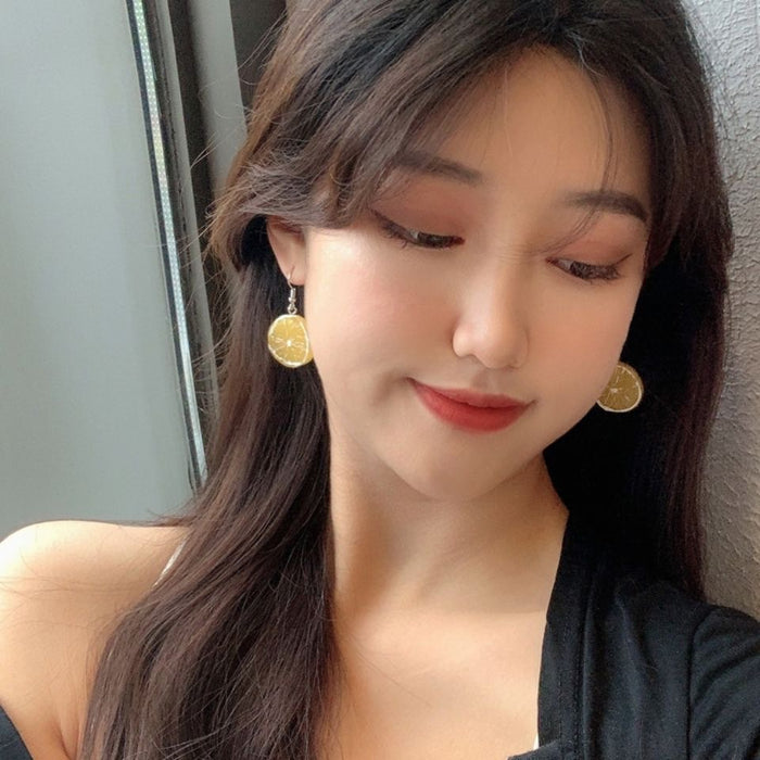 Wholesale fresh lemon slice earrings