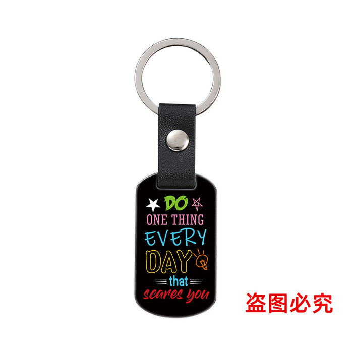 Wholesale Inspirational Positive Color Printing Leather Buckle Metal Keychains JDC-KC-GangGu052