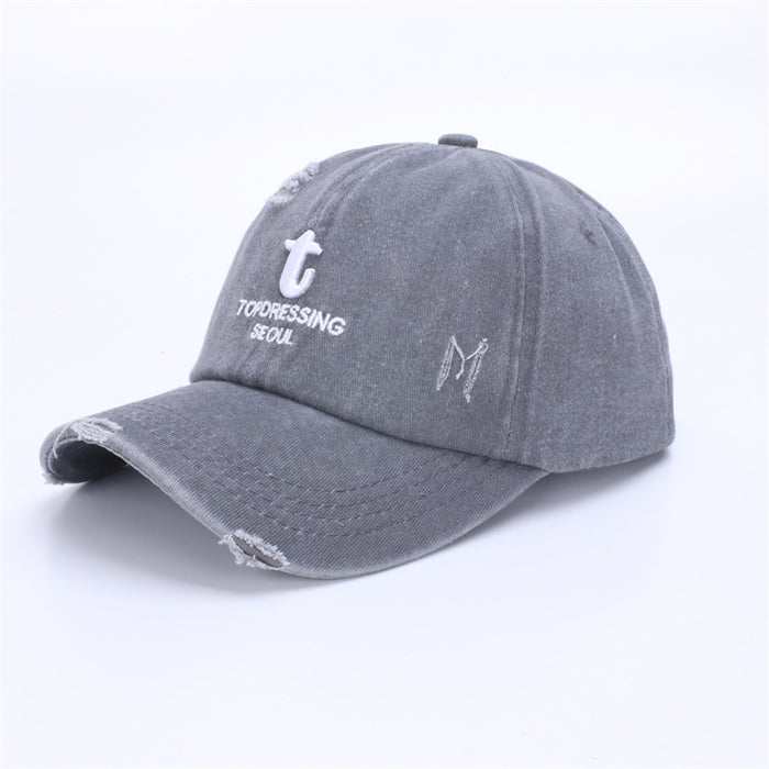 Wholesale New baseball cap, personalized, perforated, vintage sun hat, embroidered duckbill cap for spring and summer