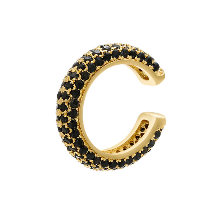 Wholesale Gold Plated Copper Ear Cuff with Colored Zircon Simple Style Fashion Accessory MOQ≥2