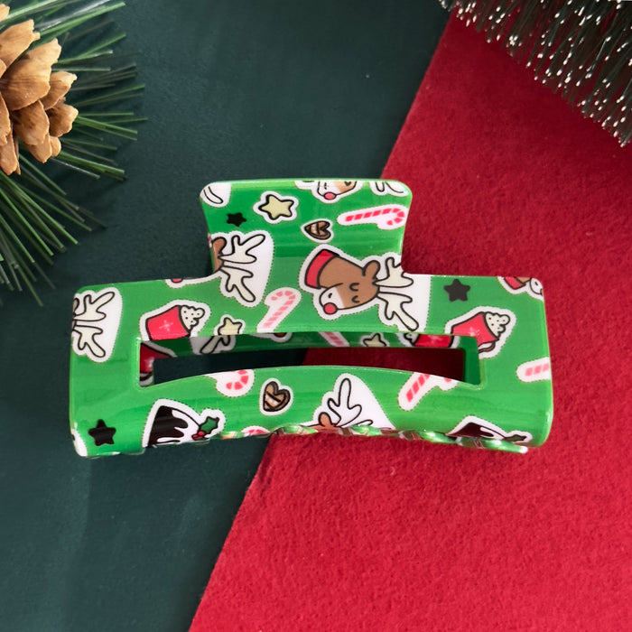 Wholesale Christmas Pickled Gingerbread Man Elk Hair Clip Christmas Elements Hair Grab Hair Ornament Shark Clip