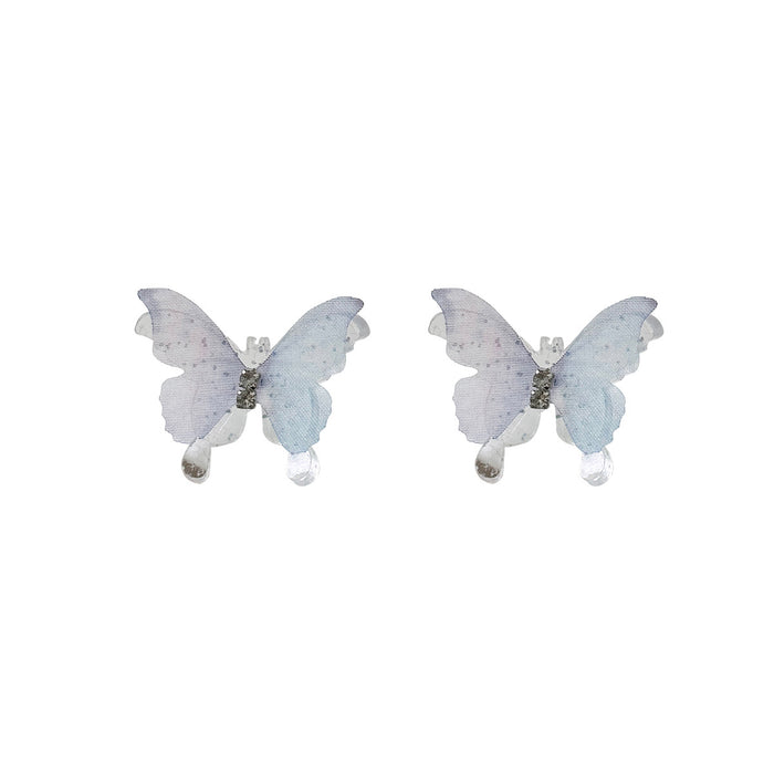 Wholesale Silver Needle Crystal Butterfly Earrings Versatile Light Luxury Fashion Earrings Temperament Earrings Wholesale