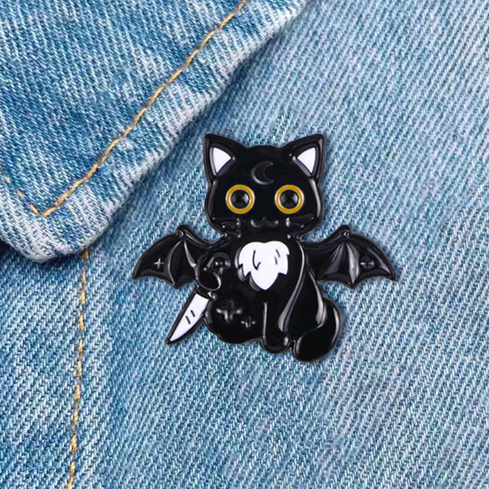 Wholesale  black cat skull cartoon brooch cute cat sweet collar pin metal badge