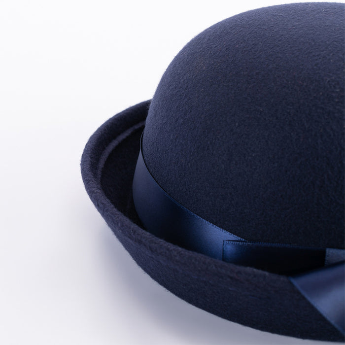 Wholesale Uniform hat, small round hat, versatile round woolen hat, ribbon hat