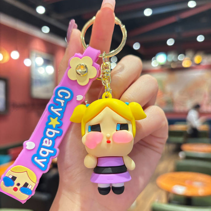 Wholesale Cute Cry Baby Pendant Girl Doll Key Chain Gift Children Student School Bag Jewelry Pendant Car Keychain
