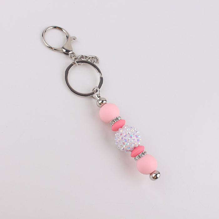 Wholesale Bling Bead Tassel Keychain Personalized Pendant Key Ring Bag Pendant Pendant Silicone Keychain