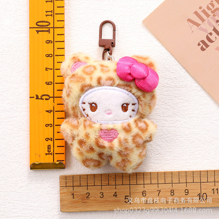 Wholesale 5 PCS Cute big-eared animal leopard print cat keychains