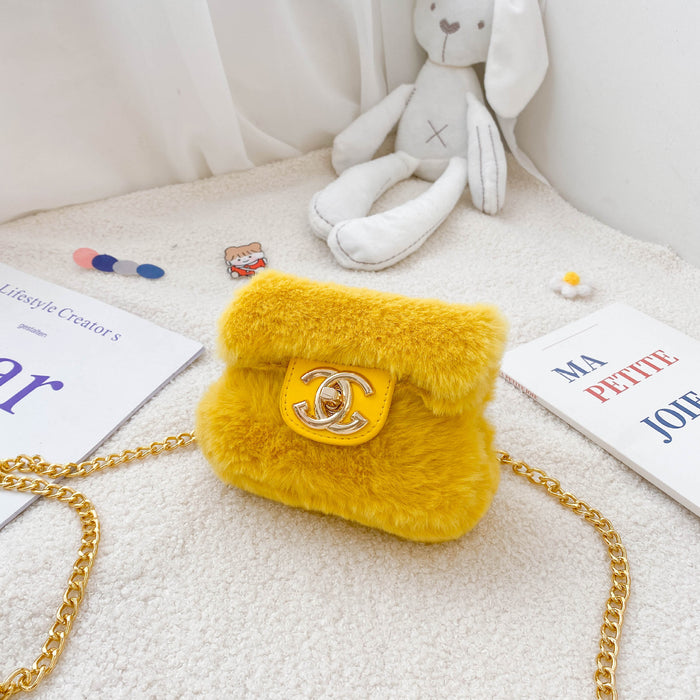 Wholesale Plush small square bag, stylish chain crossbody bag