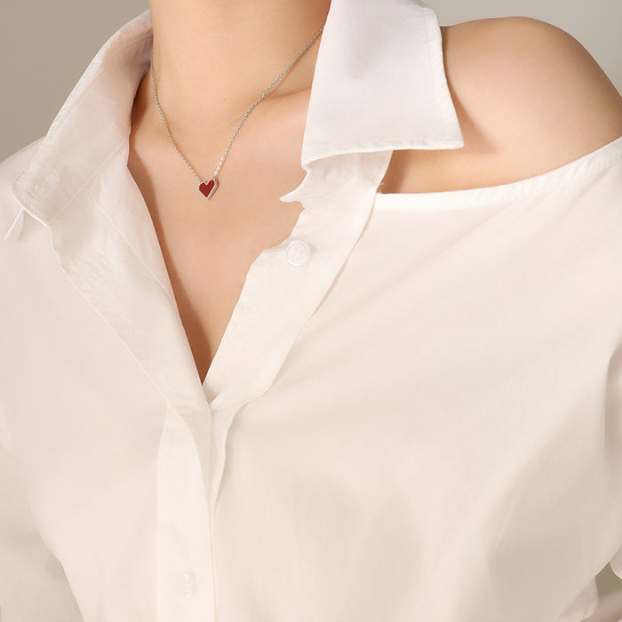 Wholesale Gold plated peach heart versatile titanium steel collarbone high-end women's necklace