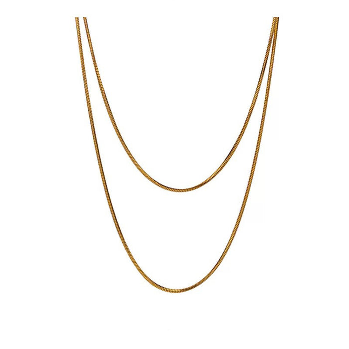 Wholesale  All-match Double-layer Gold Color Chain Long Snake Bone Chain Necklace sweater Chain