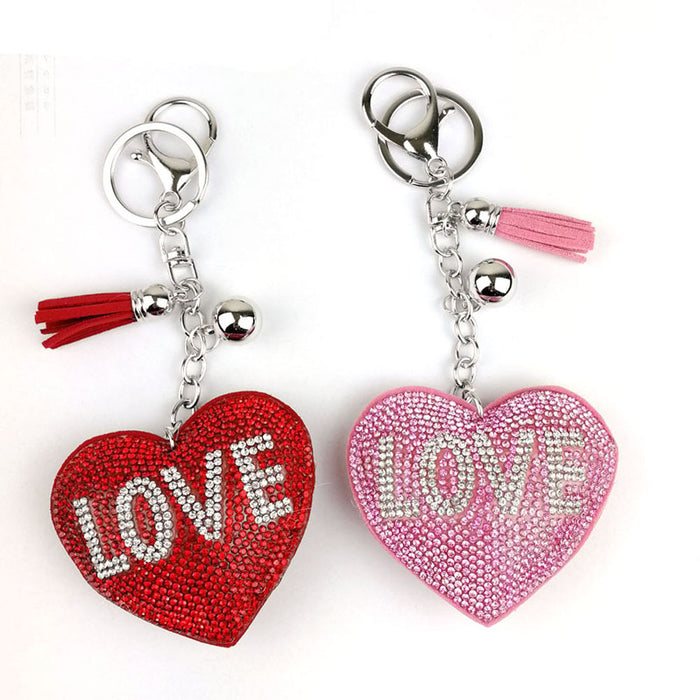 Wholesale Diamond LOVE Heart Keychain Ladies Bag Accessories JDC-KC-HuiSen013