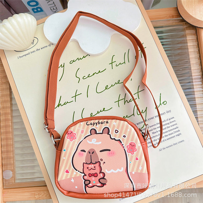 Wholesale Cloth Crossbody Bag Semicircle Shoulder Bag Children' s Small Backpack Shoulder Bag  Capybara Crossbody Bag