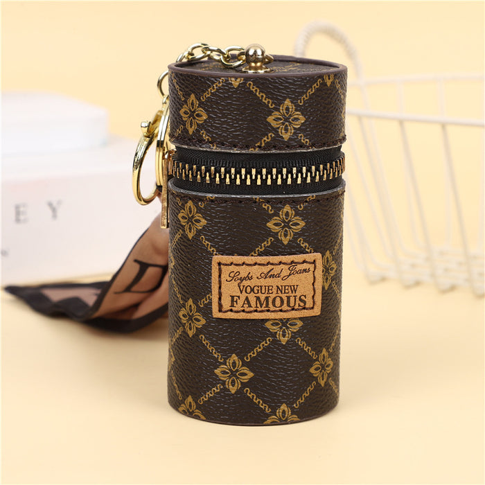 Wholesale Bucket-shaped Coin Purse with Printed Pattern Mini Lipstick Key Storage Bag