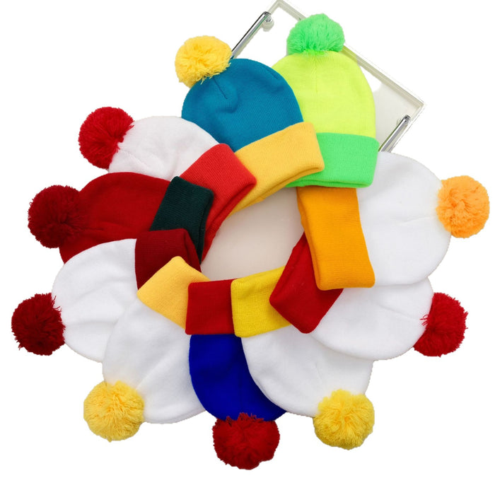 Wholesale New Color-Blocked Large Head Circumference Woolen Hats Autumn and Winter Fur Ball Knitted Hats Winter Warm Hats