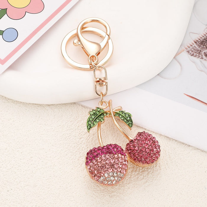 Wholesale Cherry Keychain Red Fruit Shape Key Ring Graduation Gift Decorative Accessory