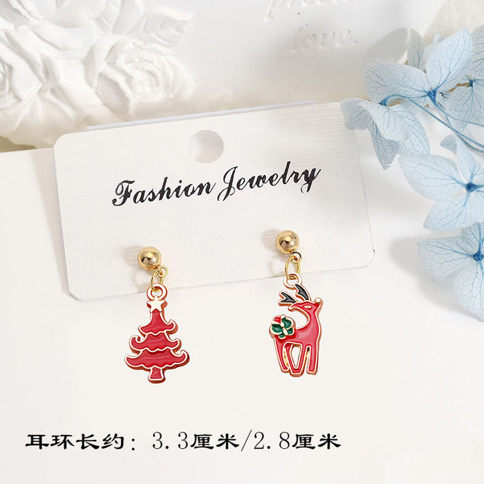 Wholesale Alloy Christmas Earrings Santa Reindeer Bell Pendant Boutique Resale MOQ≥2