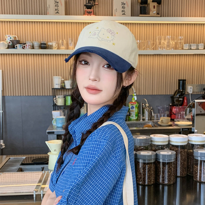 Wholesale Baseball cap new sweet color blocked sun hat wide brim duckbill cap for men