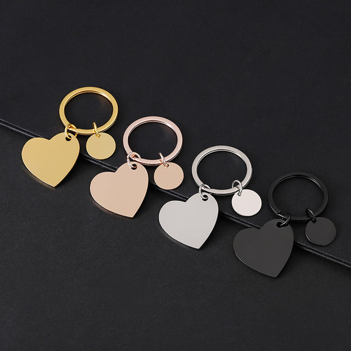 Wholesale Stainless Steel Peach Heart Small Engraved Metal Keychain