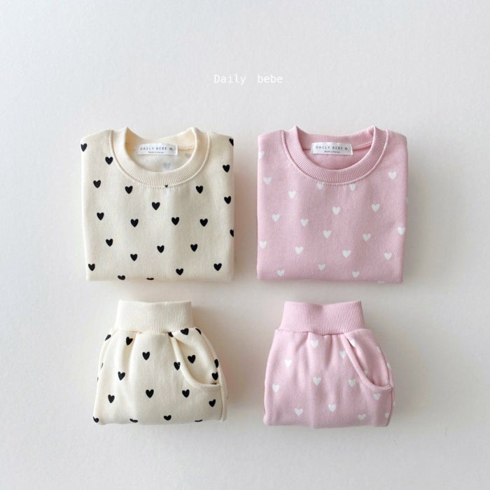 Wholesale Baby and Toddler Pure Cotton Heart Sweatshirt Suit JDC-BC-WeiNiS008