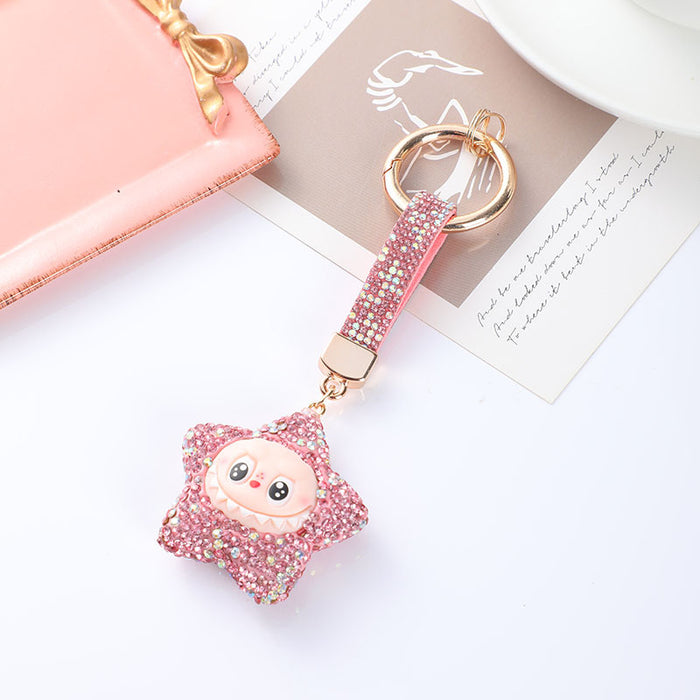 Wholesale Cute Car Keychain with Cross-Border Diamond Inlay