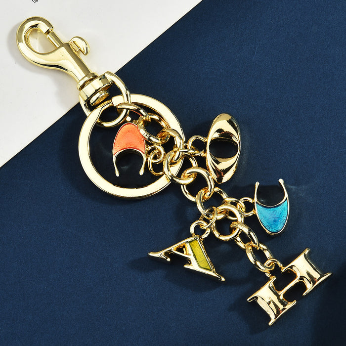 Wholesale Cute rhinestone-encrusted fruit-shaped metal keychain