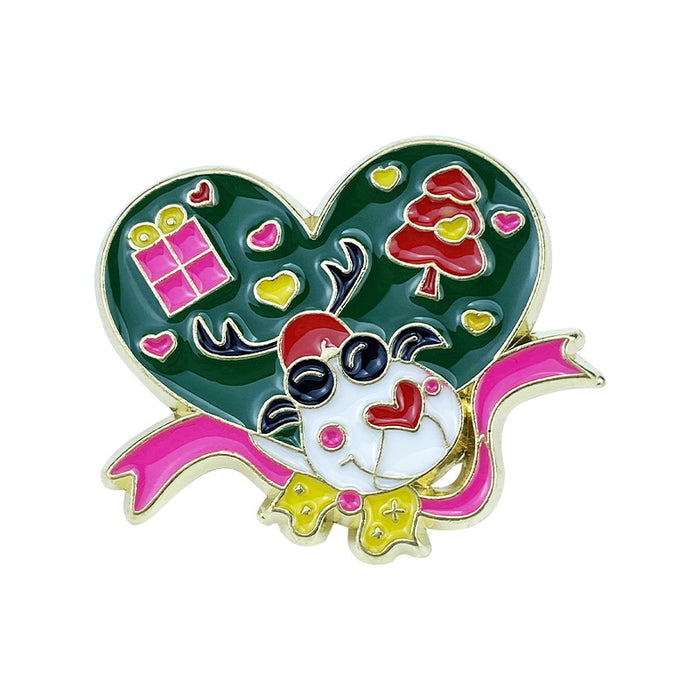 Wholesale Christmas Cartoon Brooch Set Santa Reindeer Tree Bell Zinc Alloy Pins Chic Holiday Party Accessor MOQ≥2y